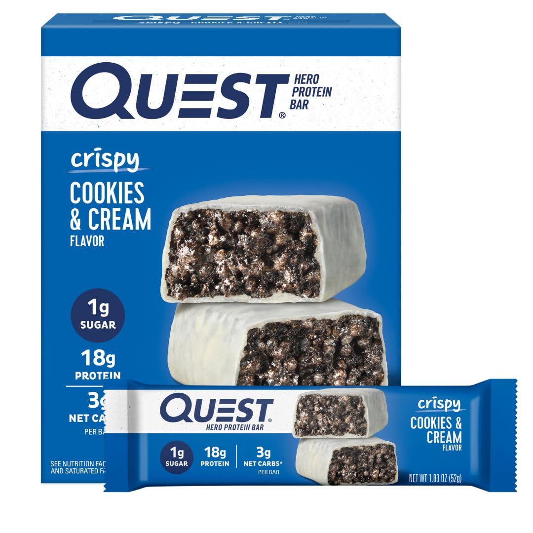 Quest Nutrition Hero Cookies & Cream Protein Bar – Camping Companion Bar for Low-Mess Campfire Snacking, 3g Net Carbs