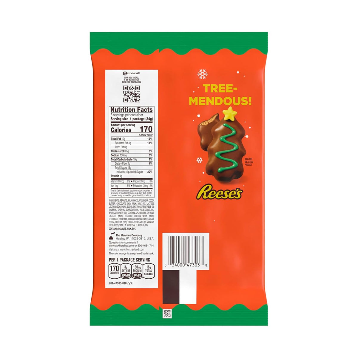 REESE'S Peanut Butter Christmas Tree Candy for Living Room Holiday Candy Bowl – Decorative Festive Milk Chocolate Seasonal Treats