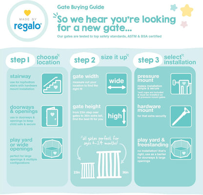 Regalo Versatile Baby Gate with Walk-Through Door – Pressure Mounted Gate for Home Office, Laundry Room and Garage Entry