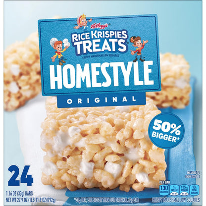 Rice Krispies Treats Homestyle Marshmallow Snack Bars Simple Ingredient Treat for Nourishing Family Snack Time, 27.9oz Box