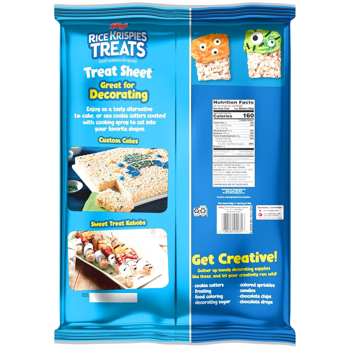 Rice Krispies Treats Pre-Made Sheet – No-Mess Treat Base for Outdoor Birthday Parties, 32oz