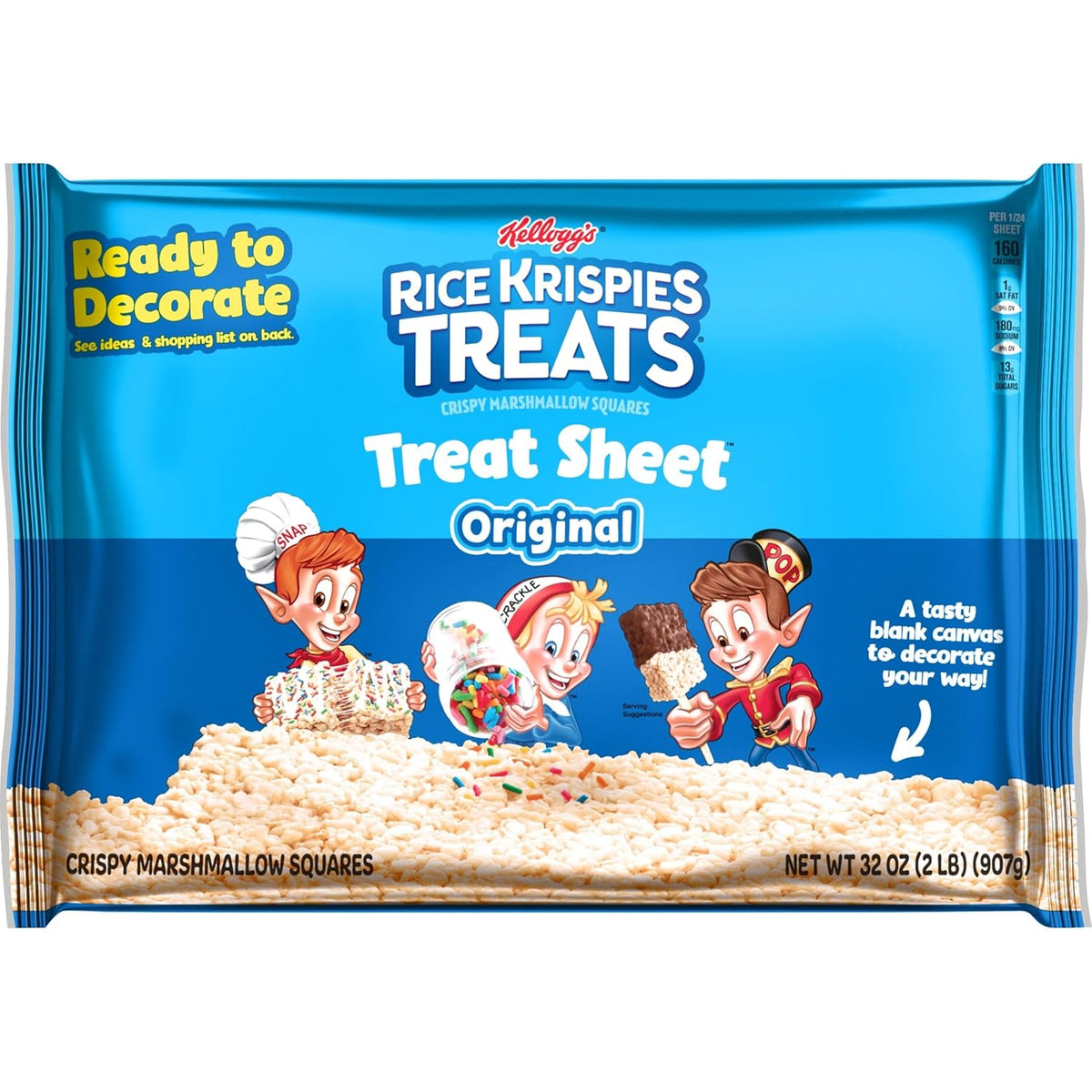 Rice Krispies Treats Pre-Made Sheet – No-Mess Treat Base for Outdoor Birthday Parties, 32oz