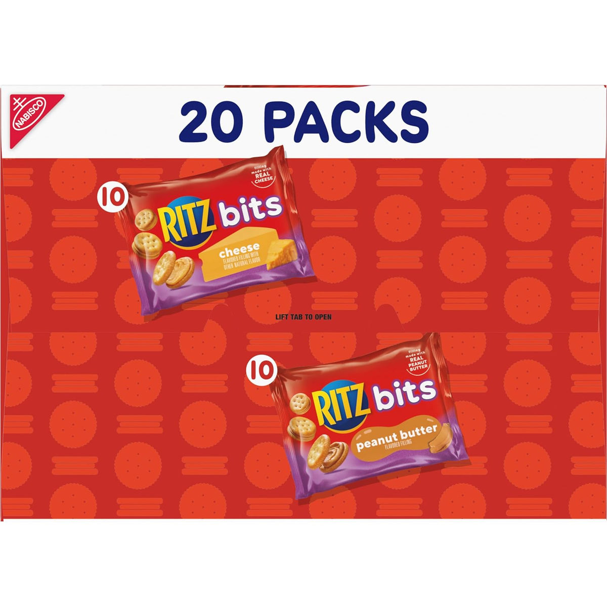 RITZ Bits Cheese and PB Crackers Variety Pack – Travel Snacks for Road Trips, Flights, and Hotel Stays, 20 Single-Serve Boxes