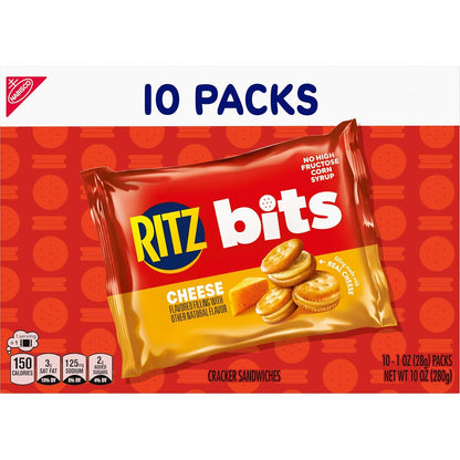 RITZ Bits Cheese Snacks – Camping and Road Trip Snack Pack, Individually Wrapped 1-oz
