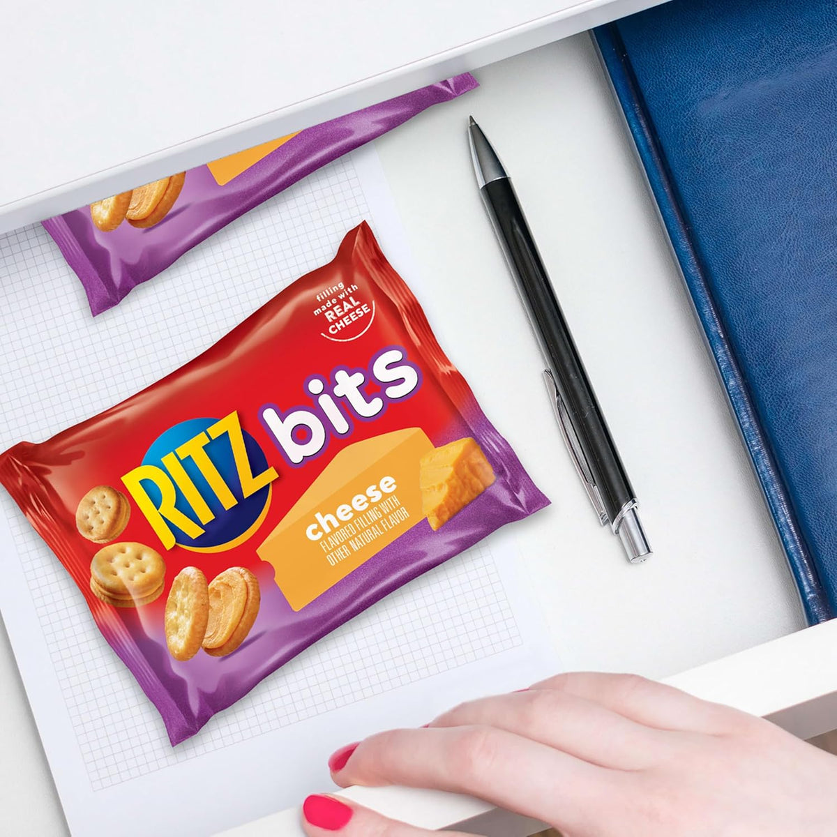 RITZ Bits Cheese Snacks – Camping and Road Trip Snack Pack, Individually Wrapped 1-oz