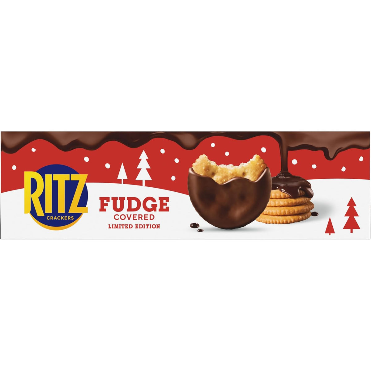 RITZ Holiday Fudge Crackers – Portioned Sweet-and-Salty Snack for Stress-Free Cozy Evenings at Home, 7.8 oz