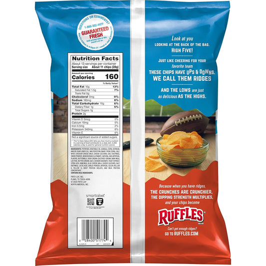 ruffles ridged potato chip texture for enhanced seasoning adhesion