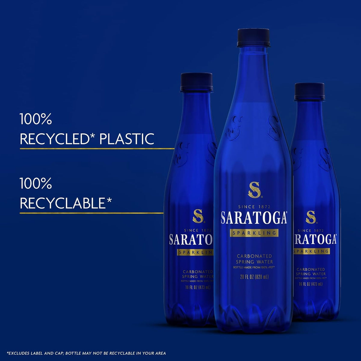 Saratoga Sparkling Spring Water – Elegant 16oz Cobalt Blue Bottles, 24 Pack for Sommelier Pairings & High-End Catering