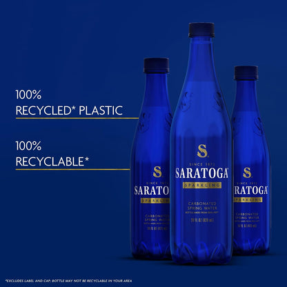 Saratoga Sparkling Spring Water – Elegant 16oz Cobalt Blue Bottles, 24 Pack for Sommelier Pairings & High-End Catering