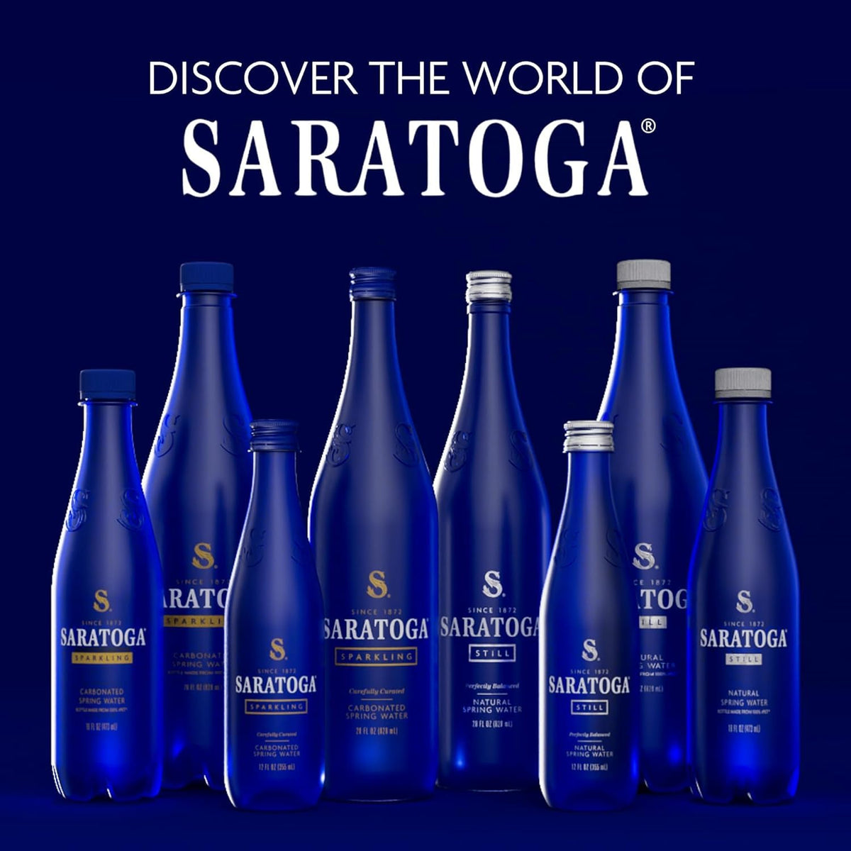 Saratoga Sparkling Spring Water – Elegant 16oz Cobalt Blue Bottles, 24 Pack for Sommelier Pairings & High-End Catering