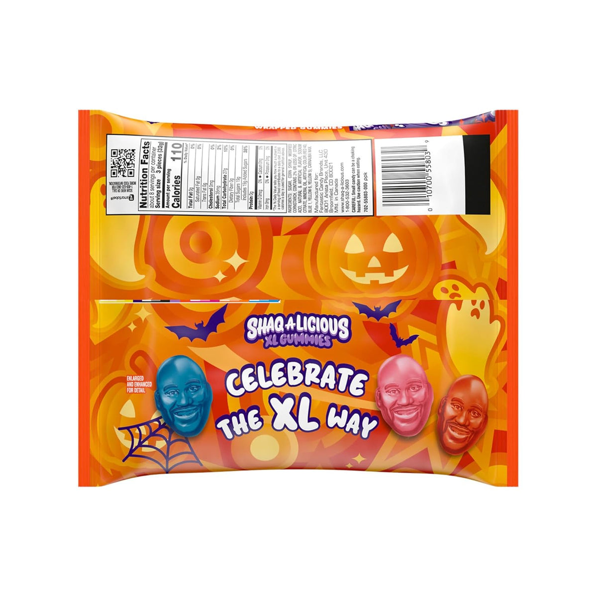 SHAQ-A-LICIOUS Shaq-A-Licious XL Gummies Individually Wrapped Snack Bags for Trick-or-Treat Gift Pails, Sports Fan Care Packages, and Halloween Party Favors