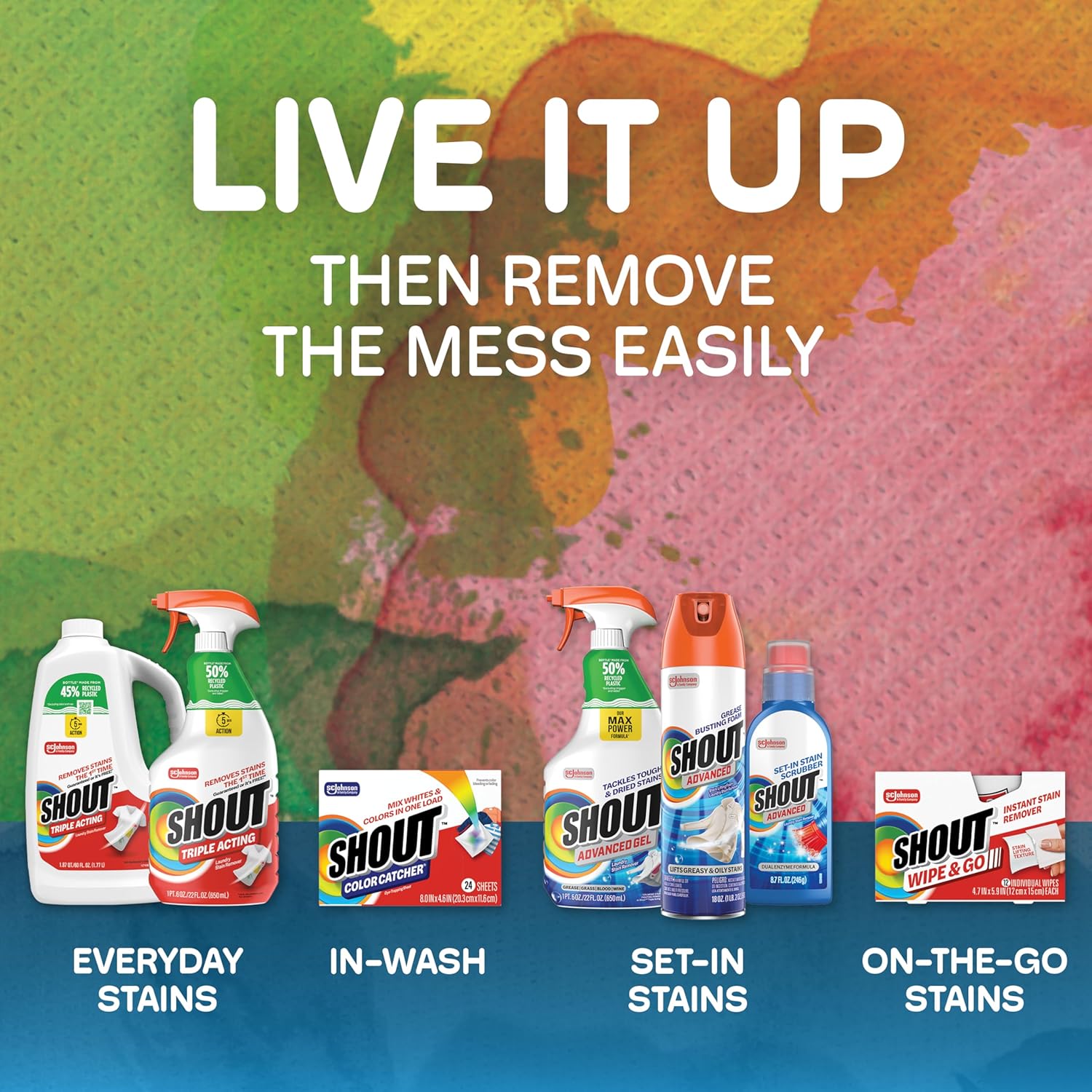 Shout Advanced Laundry Stain Remover Spray for Children's School Uniforms and Playwear – Safe on Whites and Colors