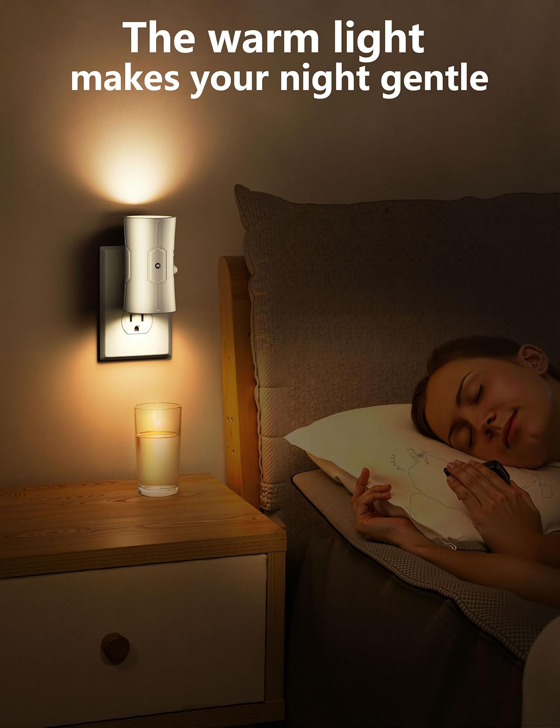 Simple Night Light for Intentional Homes 2 Pack – Matte Finish LED Plug in Nightlight with Auto Sensor and No Extra Switches