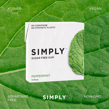 SIMPLY Gum Peppermint Xylitol Chewing Gum – Restrained Clean Aesthetic Chewing Gum for the Plastic-Free Minimalist, Xylitol-Sweetened