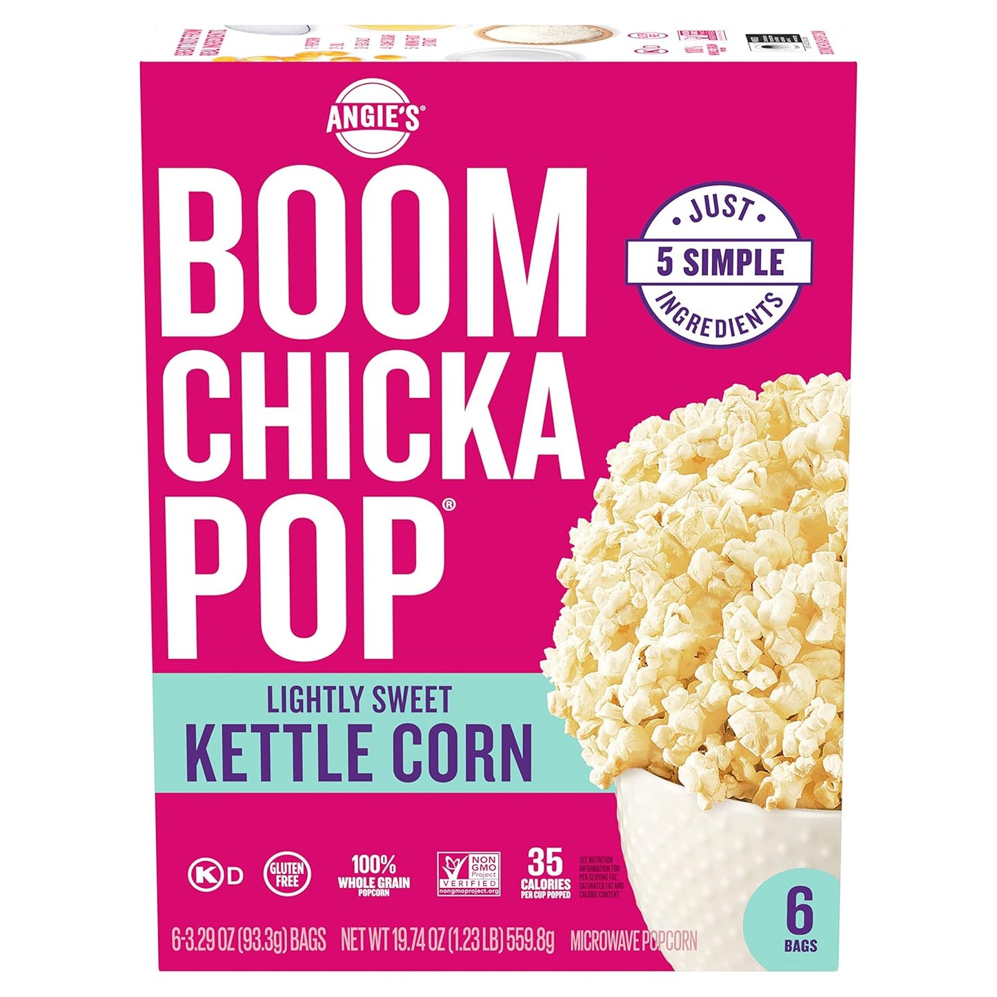six 3.29 oz microwave kettle corn bags per box