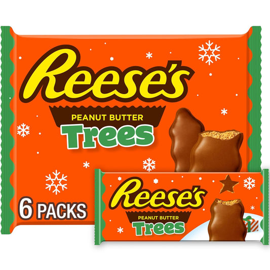 six individually wrapped 1.2 oz tree-shaped candies per pack