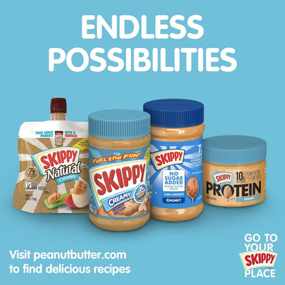 SKIPPY Natural Super Chunk Peanut Butter Spread – Quick Fuel Source for Home Office Focus and Study Sessions, 40 oz