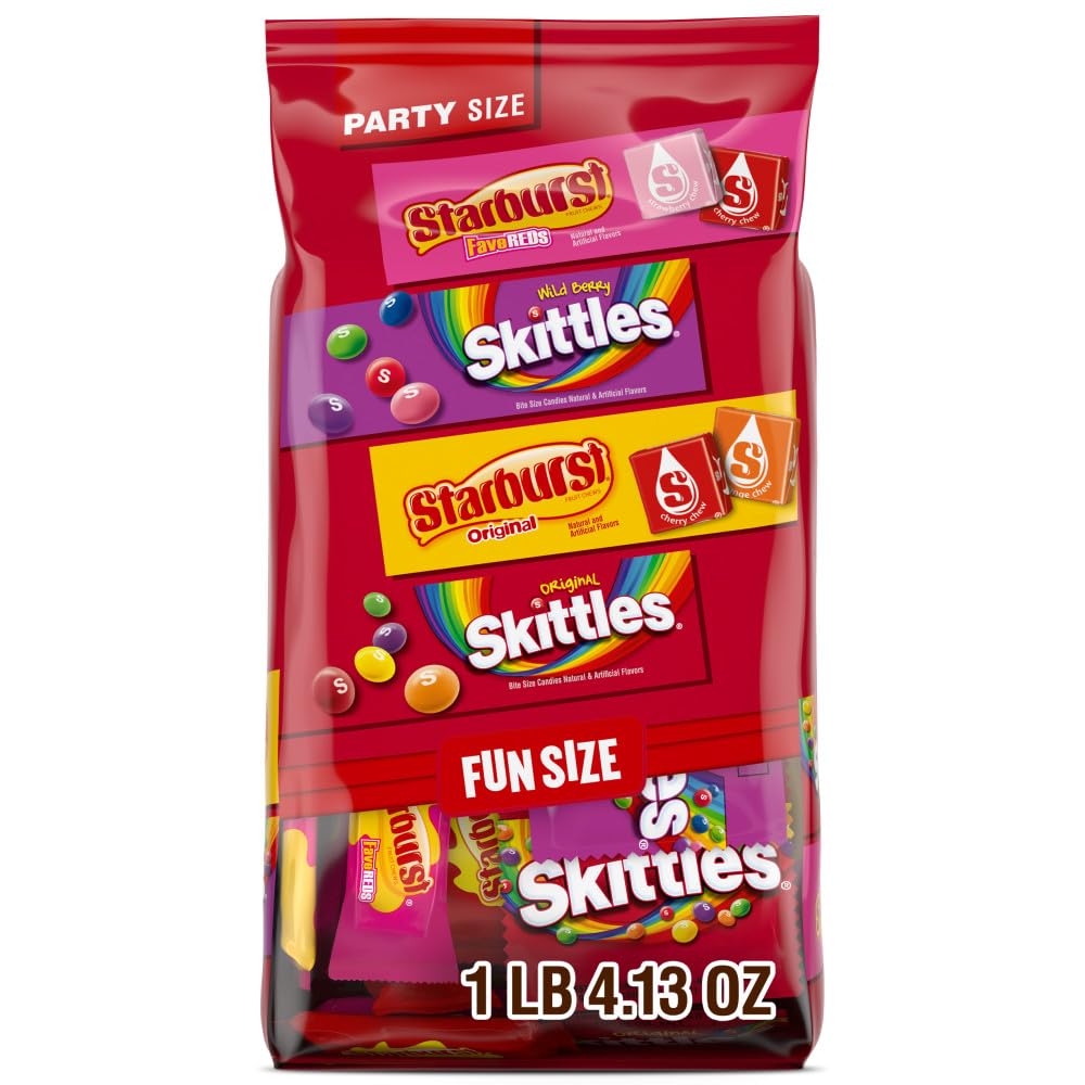 SKITTLES Bulk Fun Size Candy Variety – Office Pantry Restock, Reception Welcome Bowl & Team Meeting Treats, 20.13 oz