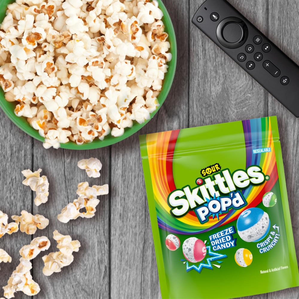 Skittles Pop'd Sour Freeze Dried Candy – Just-Because Care Package Snack, 5.5 oz Assorted Bag