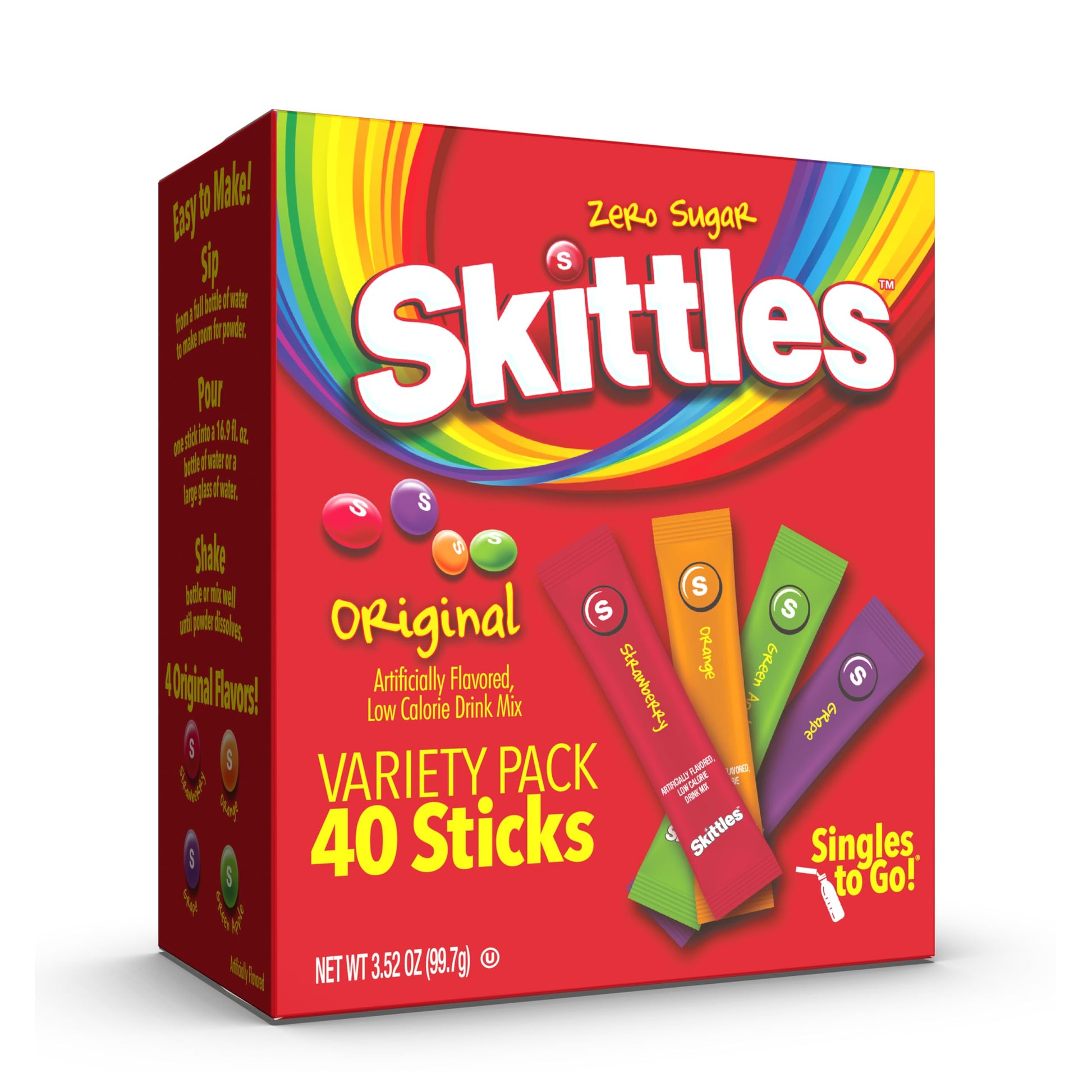 Skittles Singles To Go Sugar Free Drink Pack – Workstation Hydration Alternative to Plain Water and Soda, Variety Pack