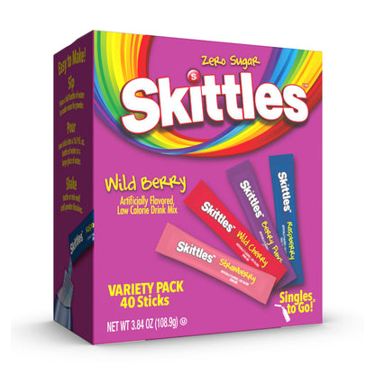 Skittles Singles To Go Sugar Free Drink Pack – Workstation Hydration Alternative to Plain Water and Soda, Variety Pack