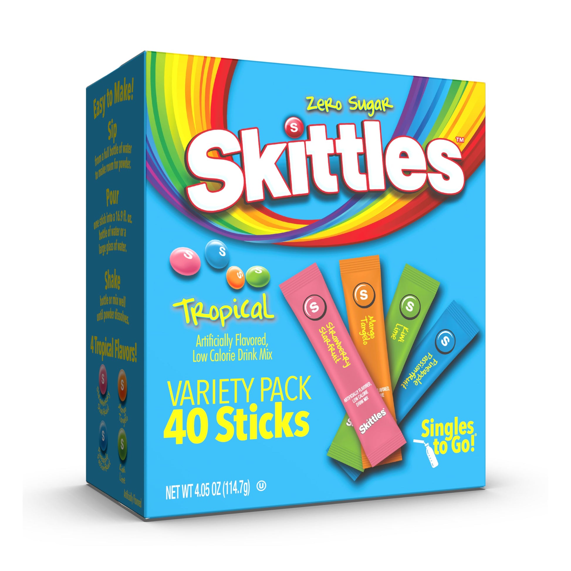 Skittles Singles To Go Sugar Free Drink Pack – Workstation Hydration Alternative to Plain Water and Soda, Variety Pack