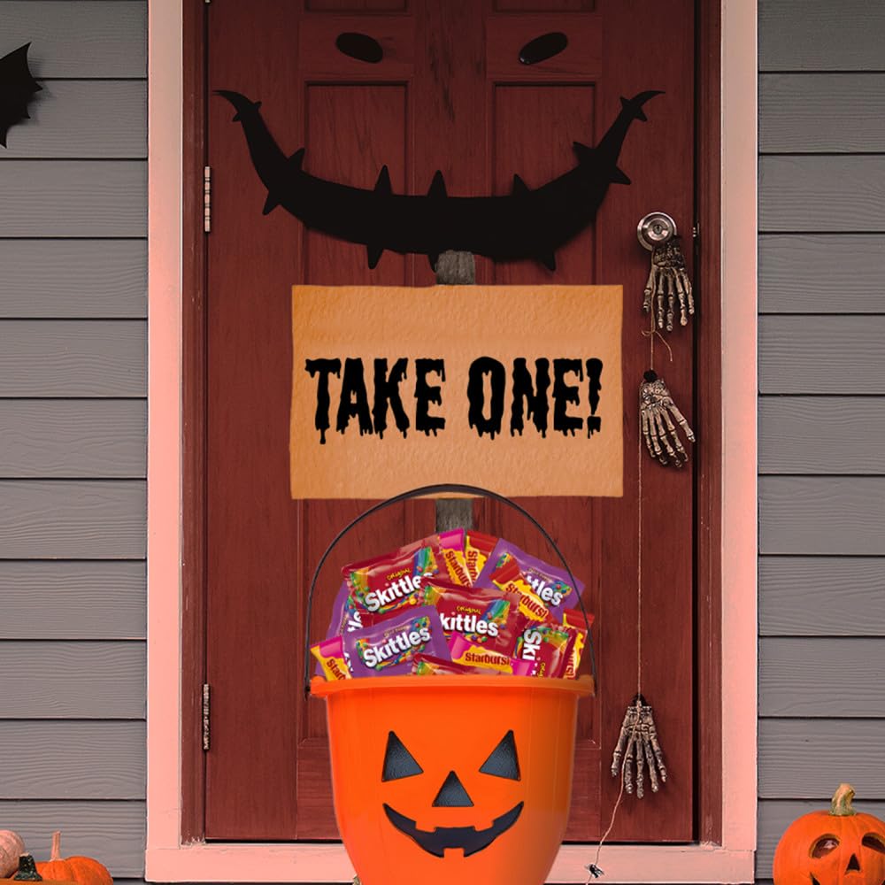 Skittles Starburst Fun Size Candy – Heat Resistant Trick or Treat Handout for Porch and Driveway, Bulk 32.28 oz