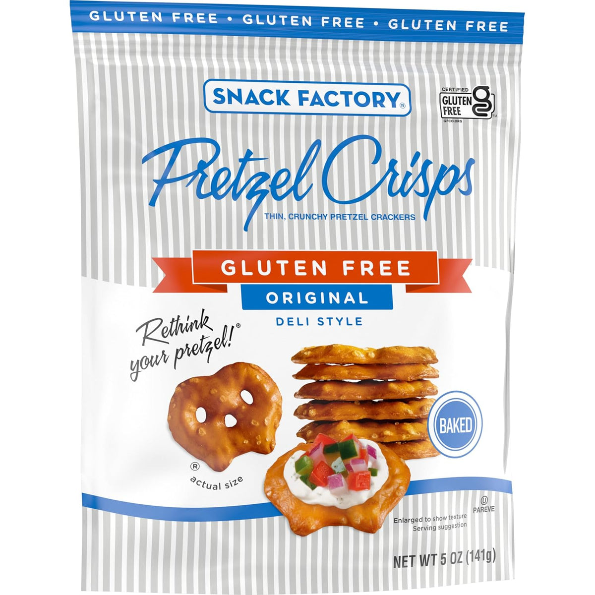 Snack Factory Pretzel Crisps Gluten Free – Patio and Backyard Entertaining Snack, Original Baked 3-Pack