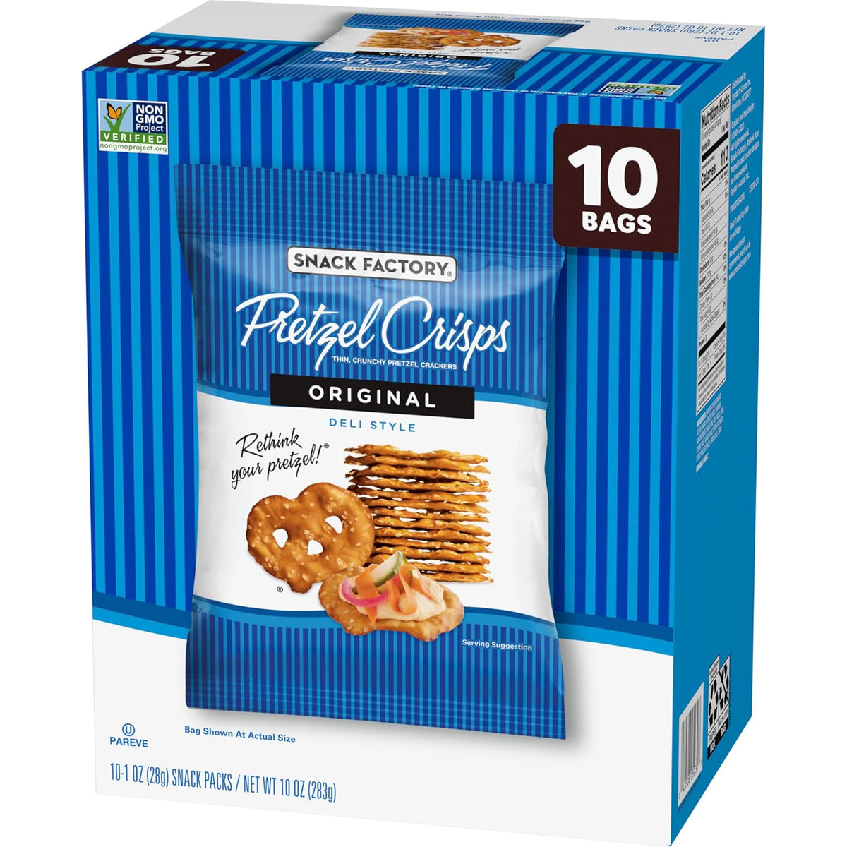 Snack Factory Pretzel Crisps – Portable Office Snack Packs, Crunchy Chip Alternative