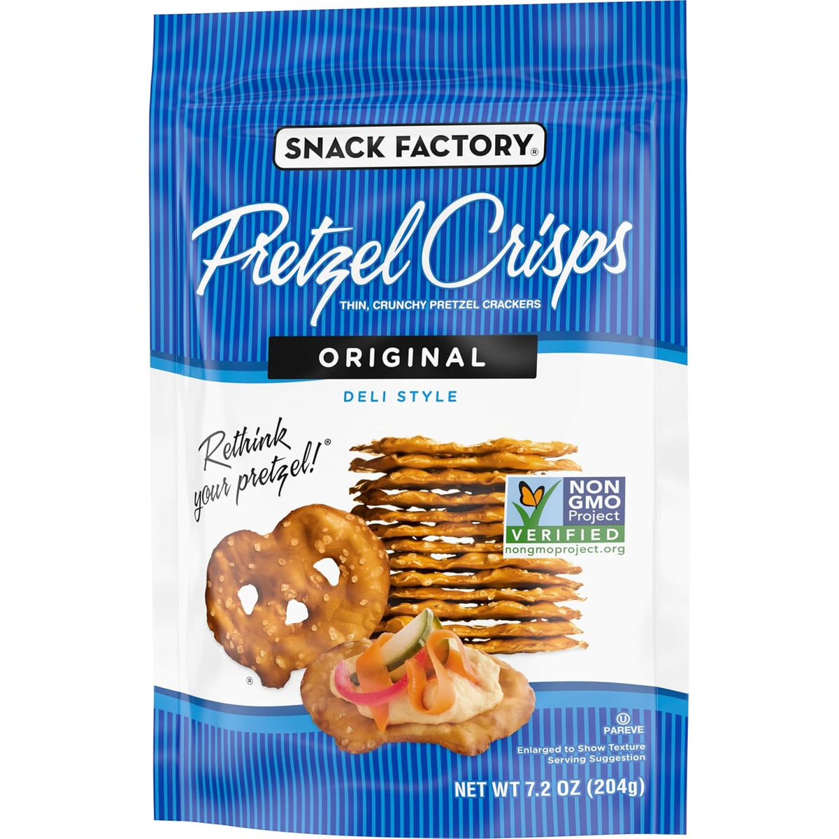 Snack Factory Pretzel Crisps – Portion-Controlled Workday Crunch for Remote Professionals, Single Resealable Pouch