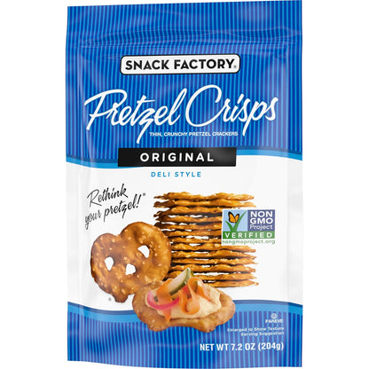 Snack Factory Pretzel Crisps – Portion-Controlled Workday Crunch for Remote Professionals, Single Resealable Pouch