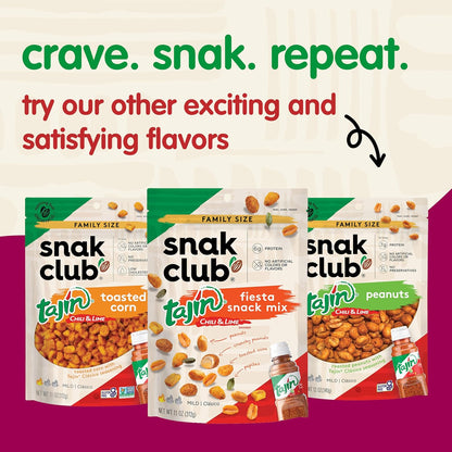 Snak Club Tajin Crunchy Peanuts – Guilt-Free Crunchy Snack with 5g Protein and Real Tajin Chili Lime Seasoning, 10.5 oz Pouch