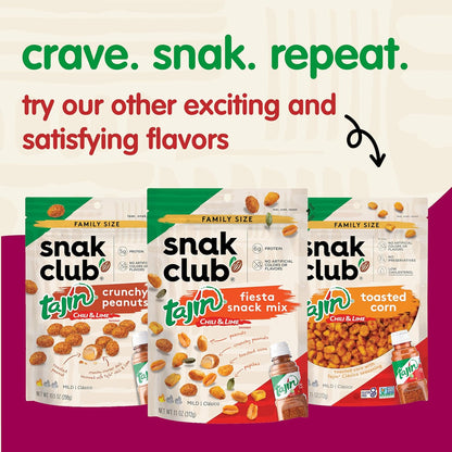 Snak Club Tajín Seasoned Peanuts – Non-GMO Mindful Snacking Staple for Pantry and Gym Bag, 12 oz Resealable