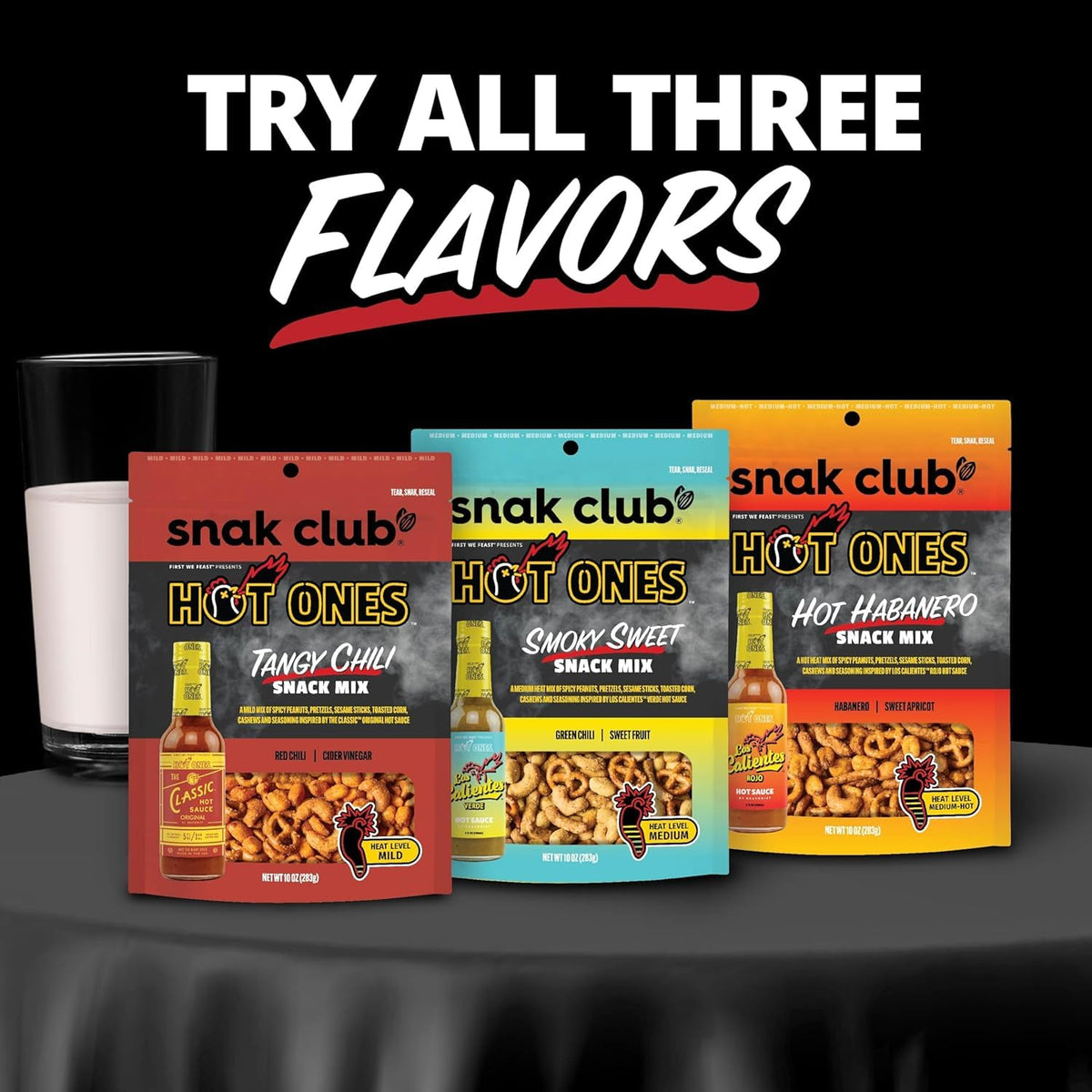 Snak Club x Hot Ones Hot Habanero Snack Mix – Five-Texture Crunch Bowl to Pair with Your Friday Reset, 10 oz Resealable Bag