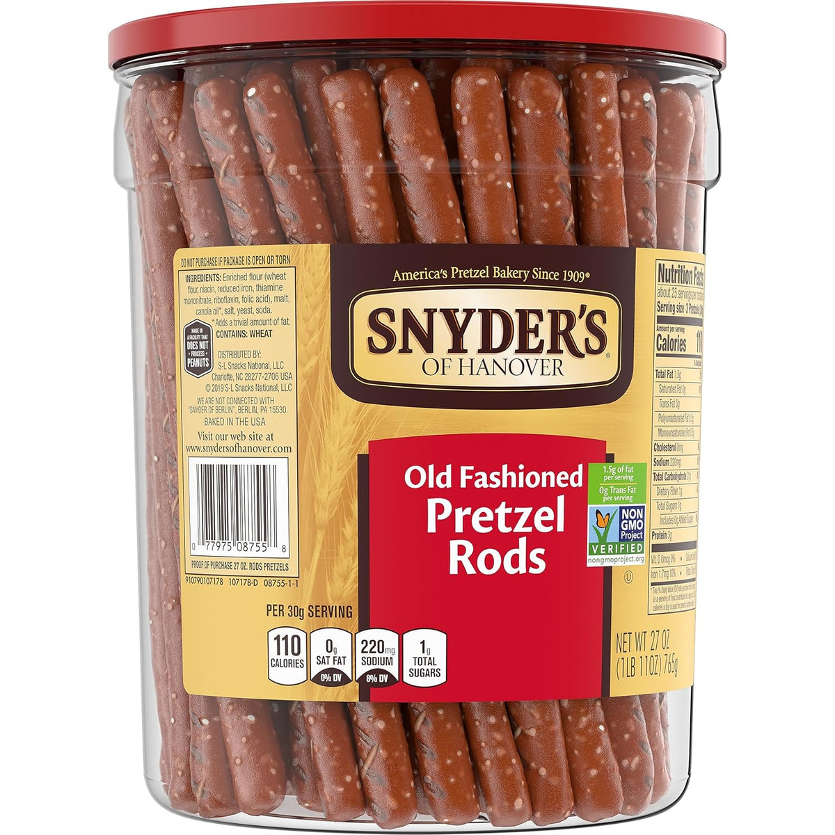 Snyder's of Hanover Pretzel Rods – Shareable Dipping Snack for Picnics and Park Gatherings