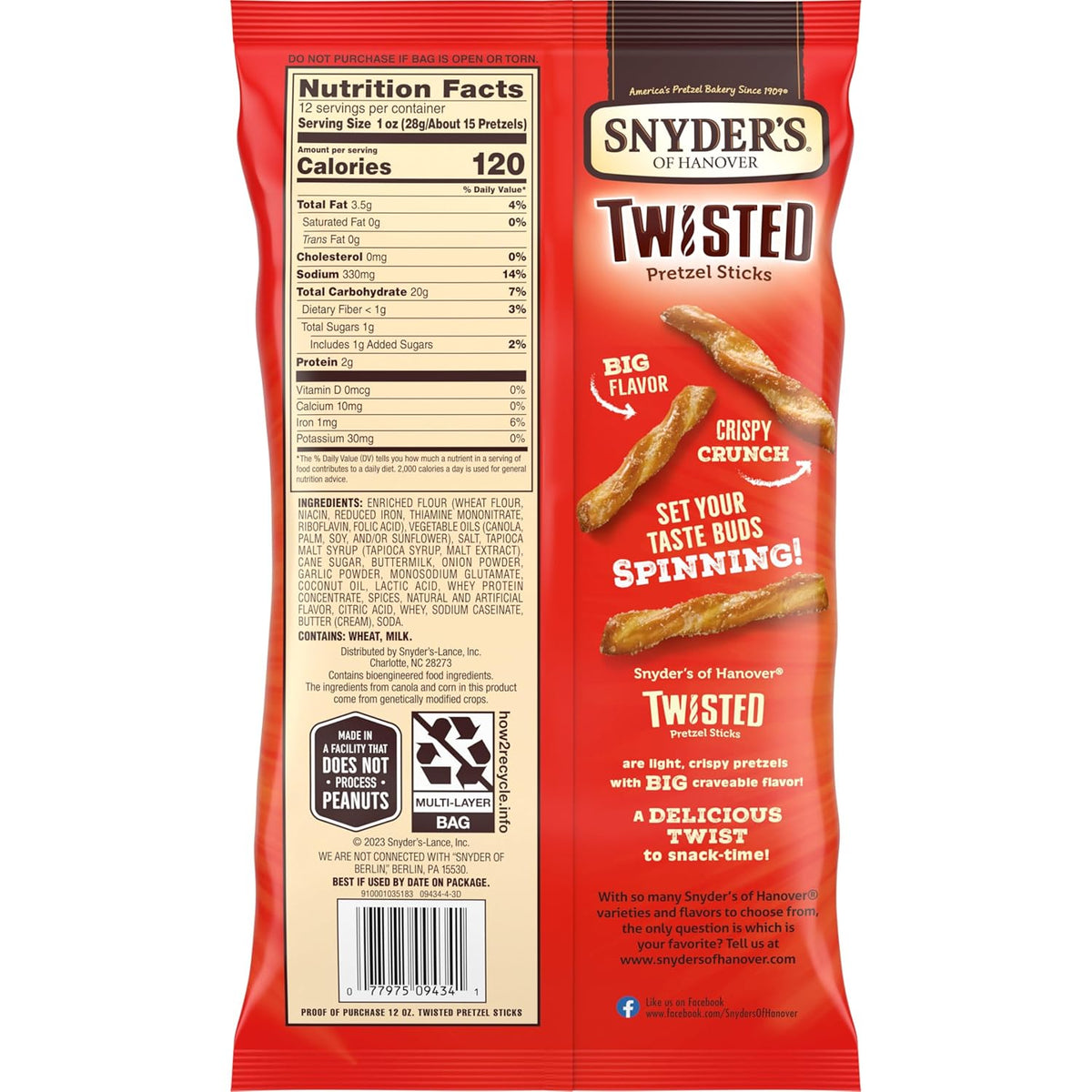 Snyder's of Hanover Twisted Pretzel Sticks One Handed Office Snack for Typing While Snacking