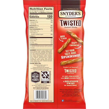 Snyder's of Hanover Twisted Pretzel Sticks One Handed Office Snack for Typing While Snacking