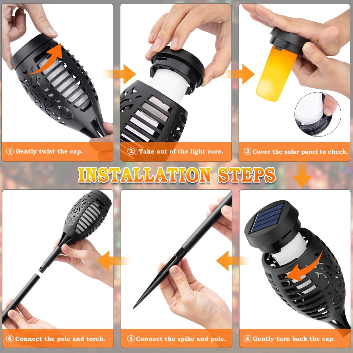 Solar Flame Torch Lights – Portable Patio and Camping Glow, No Wiring Needed