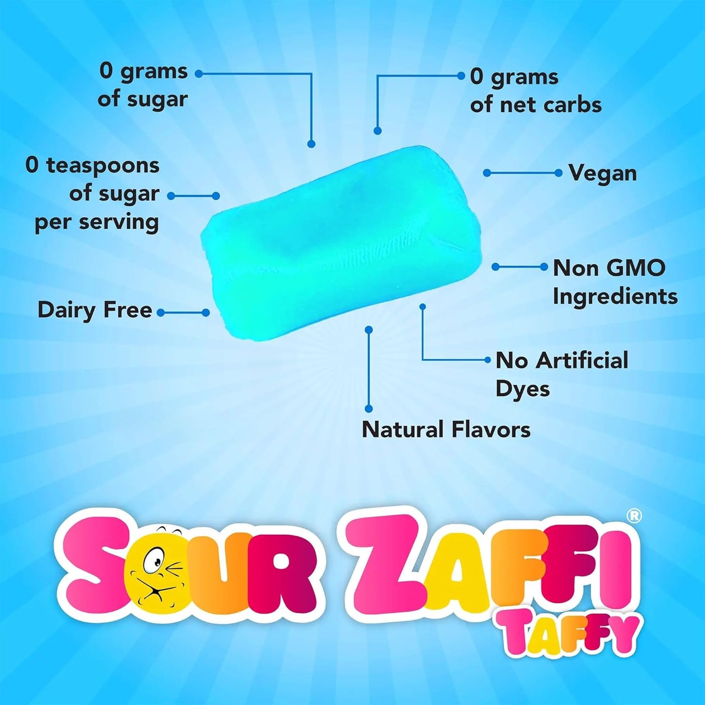 sour coating paired with chewy taffy base