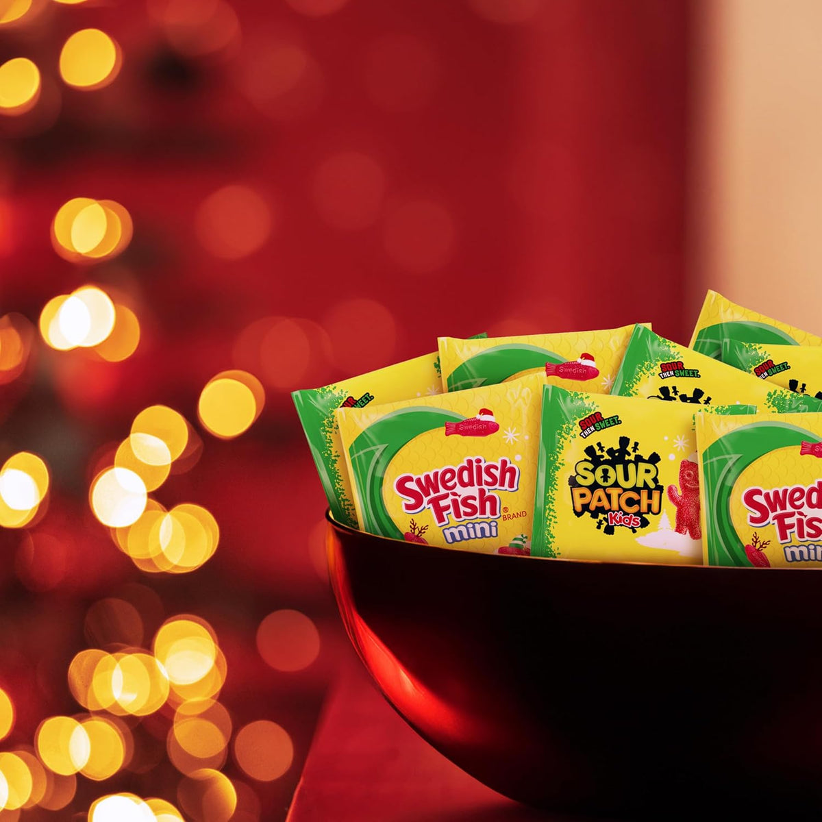 SOUR PATCH KIDS and SWEDISH FISH Festive Mini Candy Bundle – Mid-Shift Energy Snack for Nurses, Teachers, and Remote Teams, 22 Packs