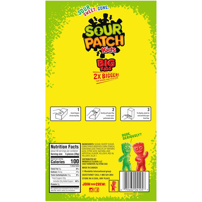 SOUR PATCH KIDS Big Kids Portable Individually Sealed Candy for Road Trips, Park Outings, and Backyard Parties, 240 Count