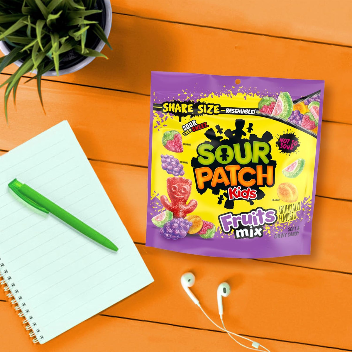 SOUR PATCH KIDS Fruits Mix Soft & Chewy Candy for Kids Lunchboxes and School Snacks, Share Size 11.03 oz