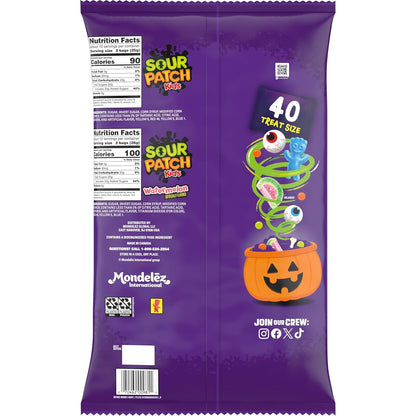 SOUR PATCH KIDS Sour Gummy Halloween Candy - 40 Single-Serve Bags for a Streamlined Candy Bowl on the Front Porch