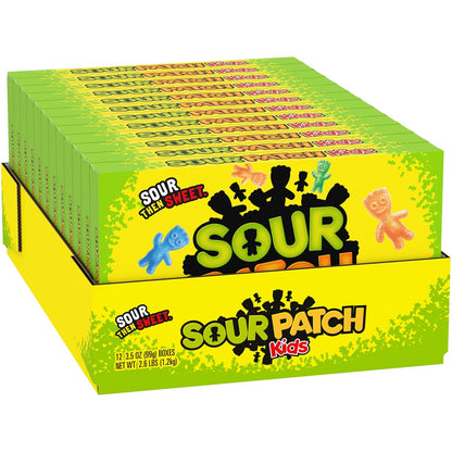 SOUR PATCH KIDS Sour Then Sweet Travel Candy, 12-Count 3.5 oz Box Pack for Concession Stands and Movie Nights