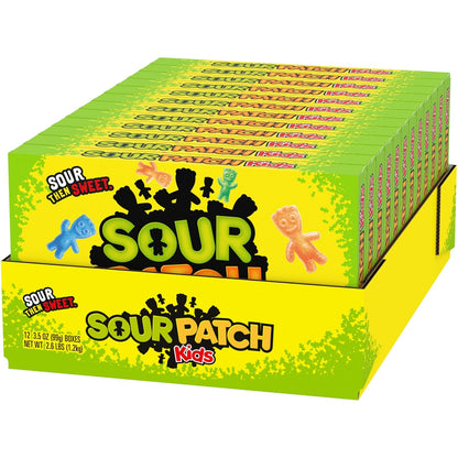 SOUR PATCH KIDS Sour Then Sweet Travel Candy, 12-Count 3.5 oz Box Pack for Concession Stands and Movie Nights