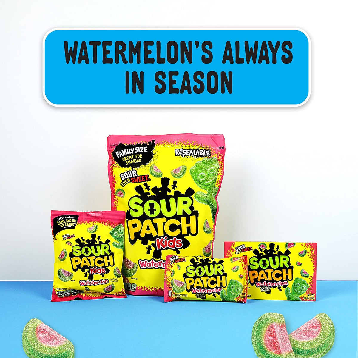 SOUR PATCH KIDS Watermelon Soft & Chewy Candy – Fat-Free Vegetarian After-School Snack for Kids 3-12