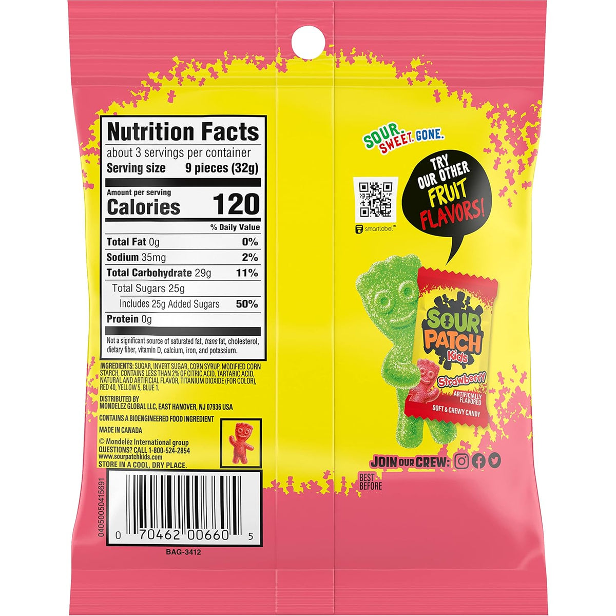 SOUR PATCH KIDS Watermelon Soft & Chewy Candy – Fat-Free Vegetarian After-School Snack for Kids 3-12