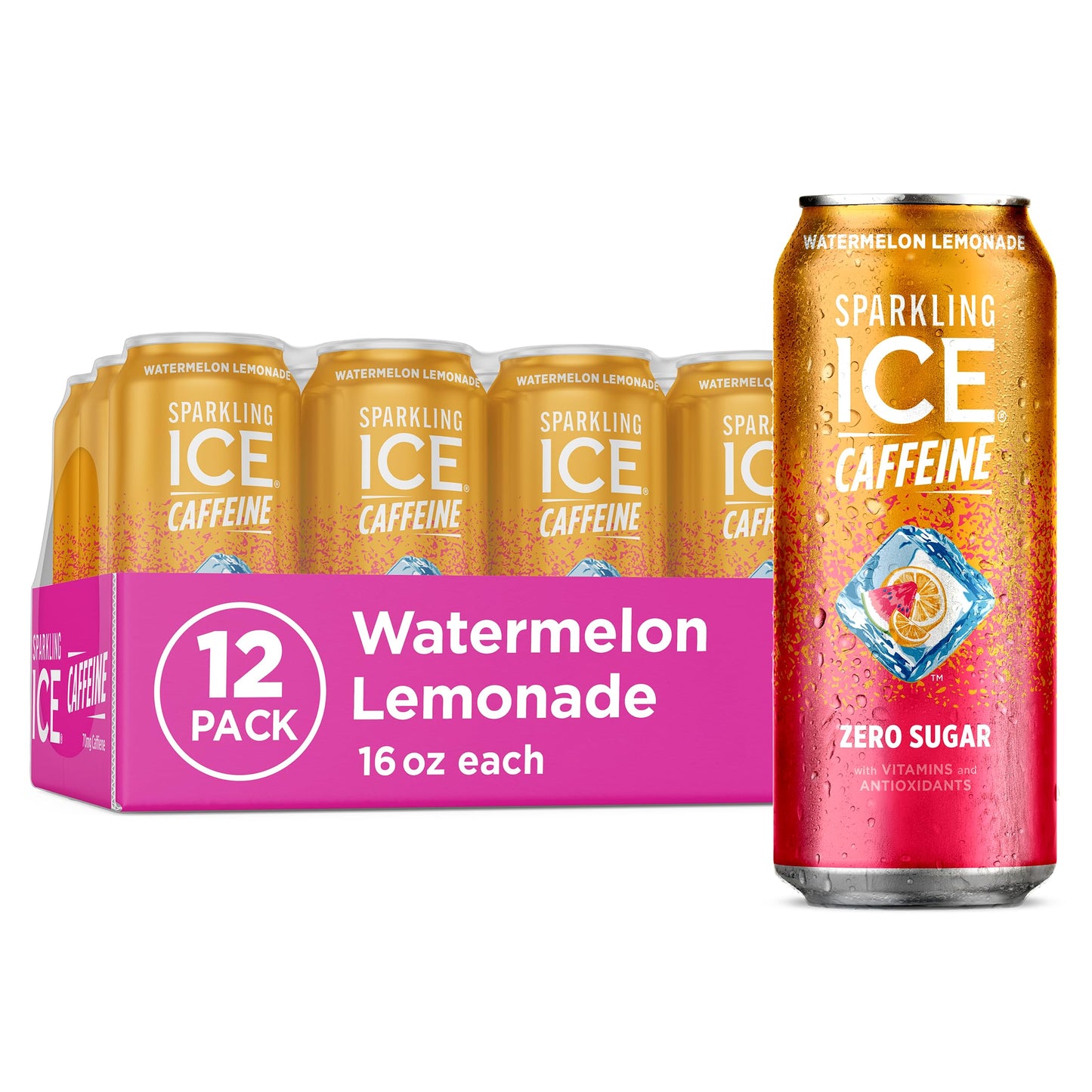 Sparkling Ice Caffeine Black Raspberry Sparkling Water for Calm Energy Lifestyle, Sugar Free Sparkling Drink for At-Home Mindful Moments
