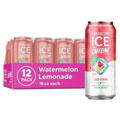 Sparkling Ice Caffeine Black Raspberry Sparkling Water for Calm Energy Lifestyle, Sugar Free Sparkling Drink for At-Home Mindful Moments