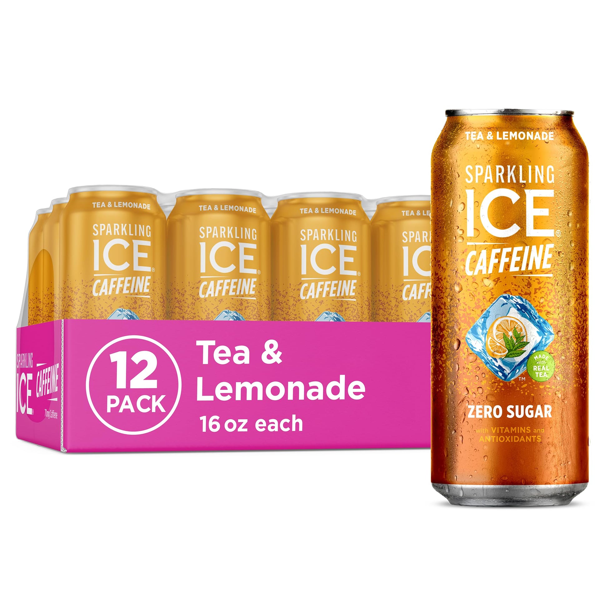 Sparkling Ice Caffeine Black Raspberry Sparkling Water for Calm Energy Lifestyle, Sugar Free Sparkling Drink for At-Home Mindful Moments